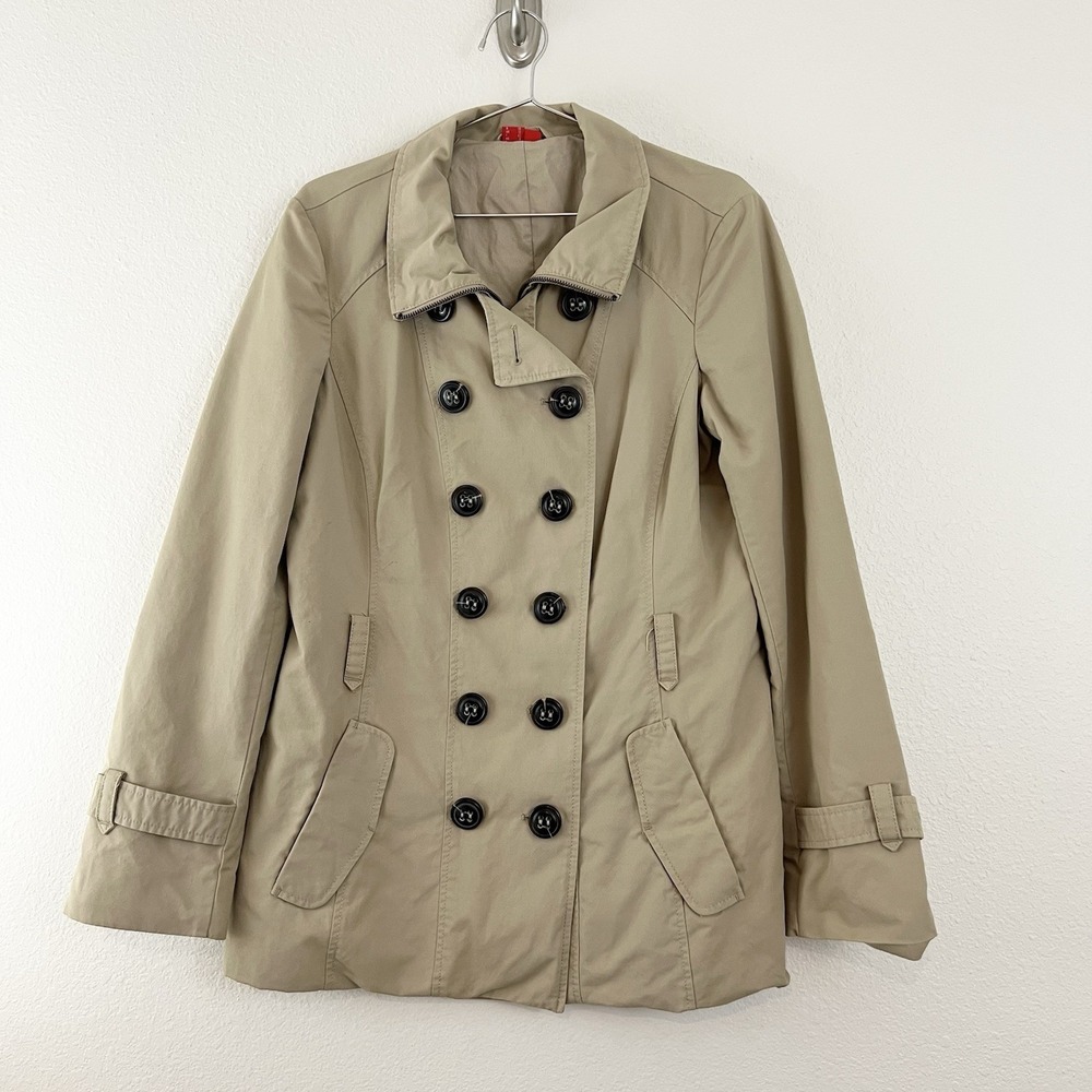 Espirit Double-breasted Trench Coat  Size 8 NO Belt Khaki Beige